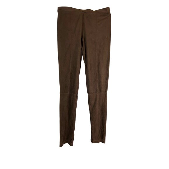 Brown Stretch Slim Fit Pants Leggings Soft Ultra Suede Medium Sexy Classic Y2K - Picture 1 of 6